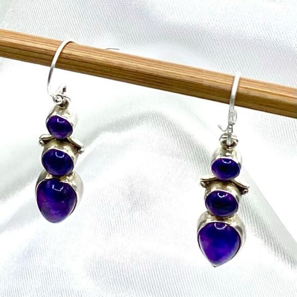 YYx Amethyst & Sterling 925 Silver Dangle Earrings - Picture 3 of 10